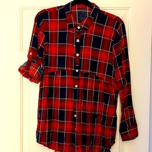 Umgee Navy and Red Plaid Tunic